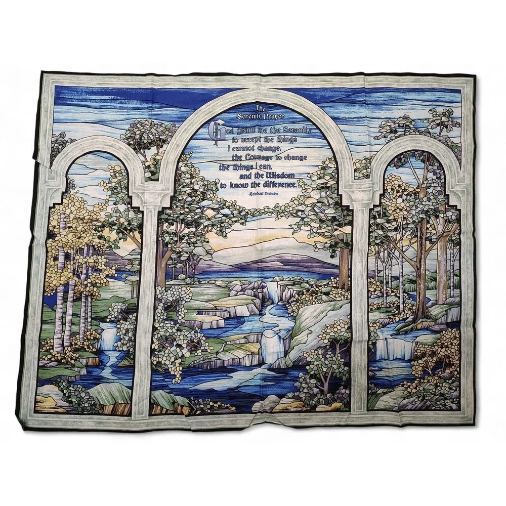 Serenity Prayer Fabric Panel • Waterfall Landscape • Cottagecore‎ • Raw Edge